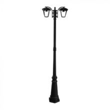 Dvojitá černá sloupová zahradní lampa 190cm na E27 žárovku