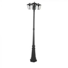 Trojitá černá sloupová zahradní lampa 190cm na E27 žárovku